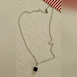 Blk Tourmaline pendant necklace 20-inc chain. Platinum/ Sterling Silver 4.75 ctw